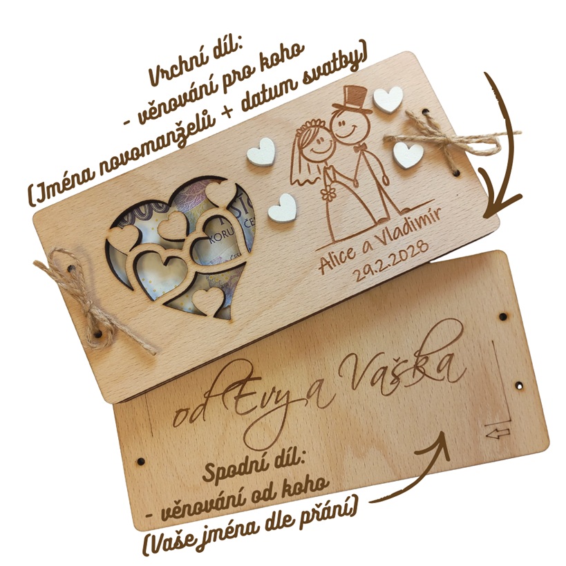 Novomanželé srdce bílá